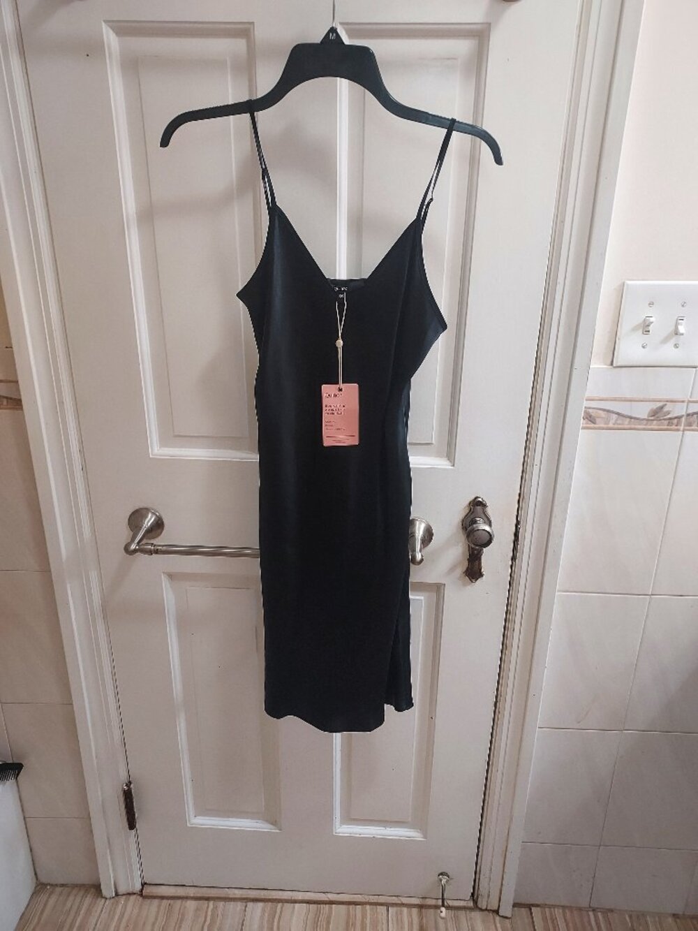 Quince Black Sleeveless Silk Slip Dress